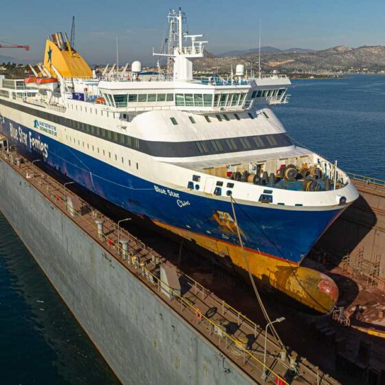 Blue Star Chios Ro RoPassenger Ship Complete Dry Docking