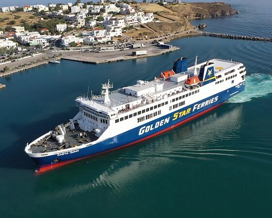 Andros Queen Golden Star Ferries Arrival at the port of Gavrio